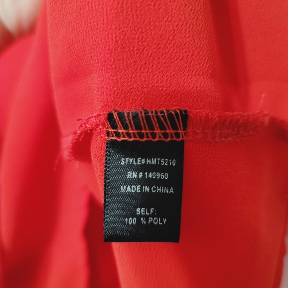 Haute Monde Top Long Sleeve Chiffon Red Small - Picture 3 of 14